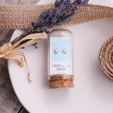 Attic Creations Friends Are Like Diamonds Silver Stud Earrings