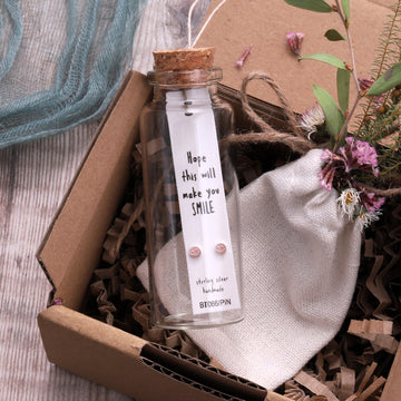 Attic Creations Message Bottle Make You Smile Smiling Face Earrings