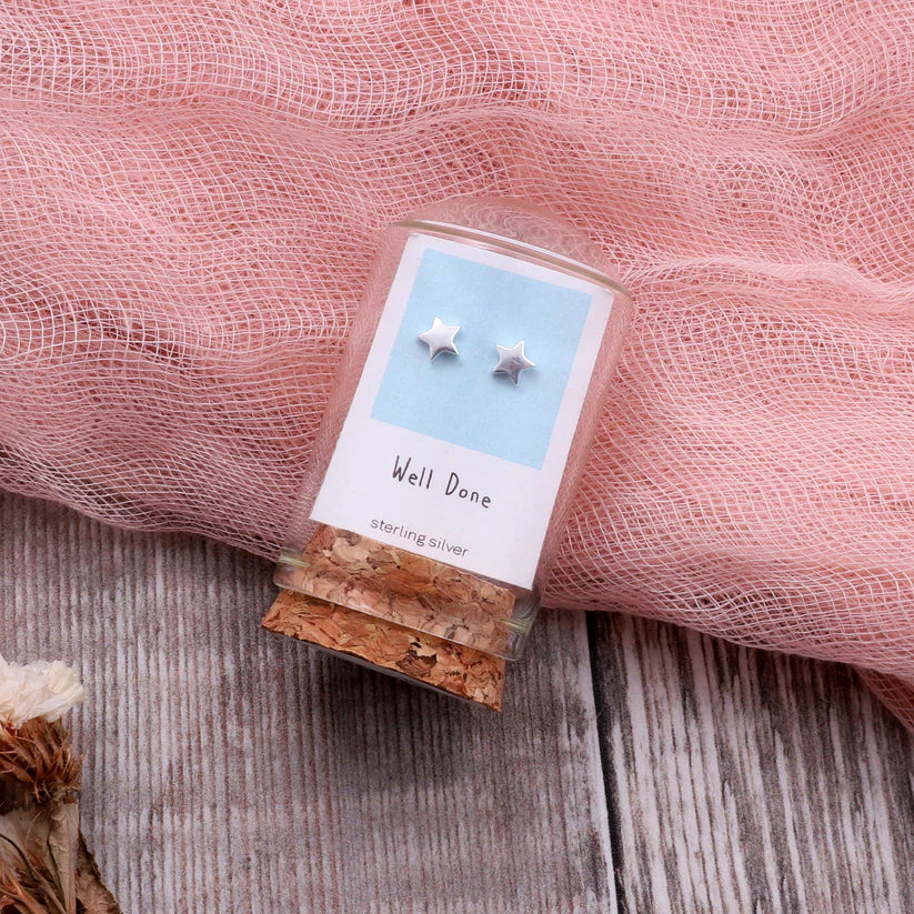 Attic Creations Well Done Star Stud Earrings Silver