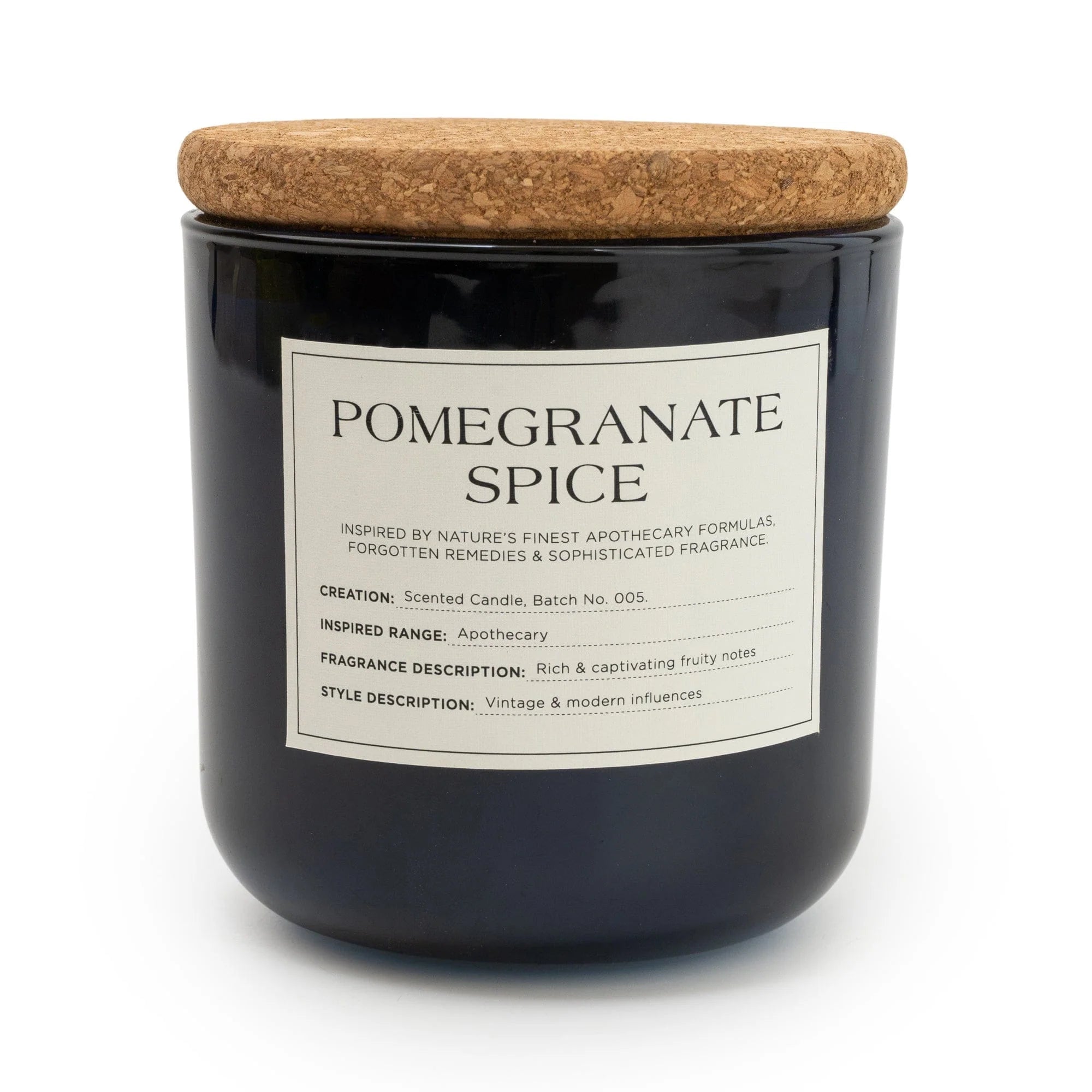 Glass Candle Jar Cork Lid Pomegranate Spice