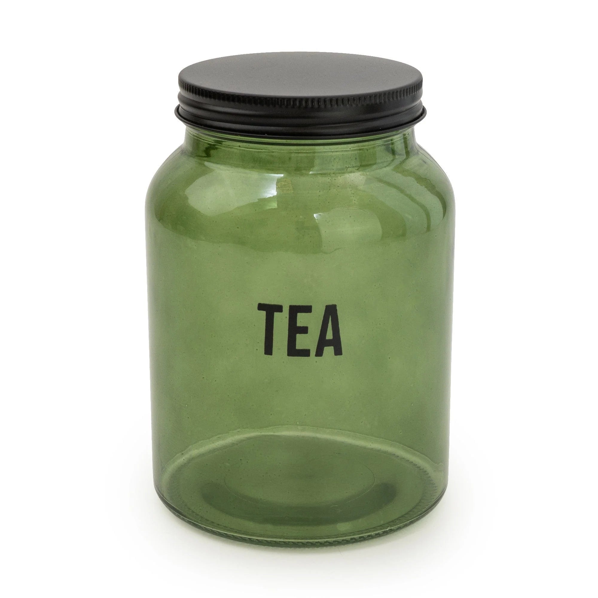 Glass Storage Jar Tea Green & Black