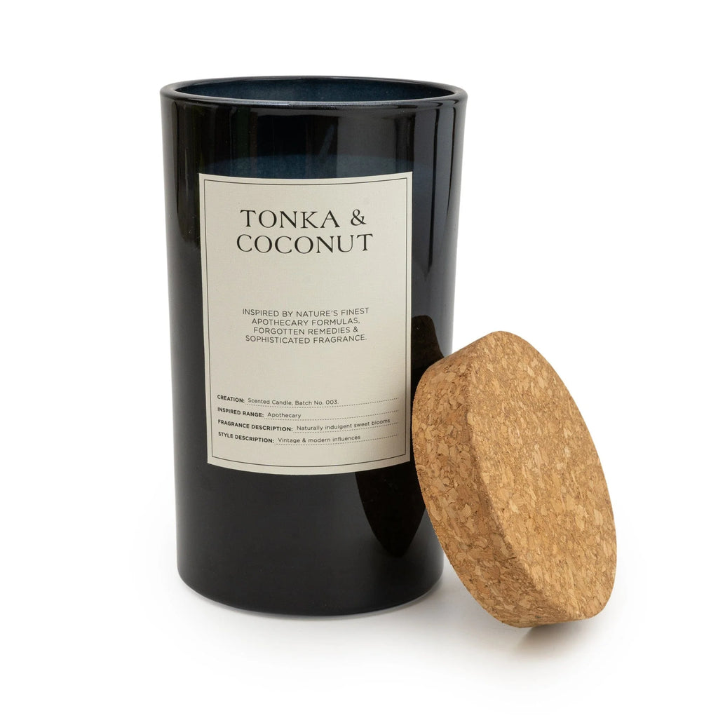 Large Glass Candle With Cork Lid Large Tonka and Coconut