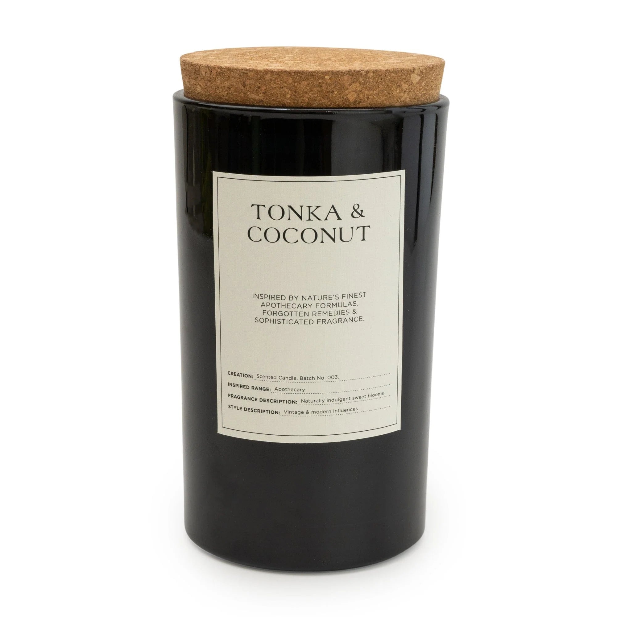 Large Glass Candle With Cork Lid Large Tonka and Coconut
