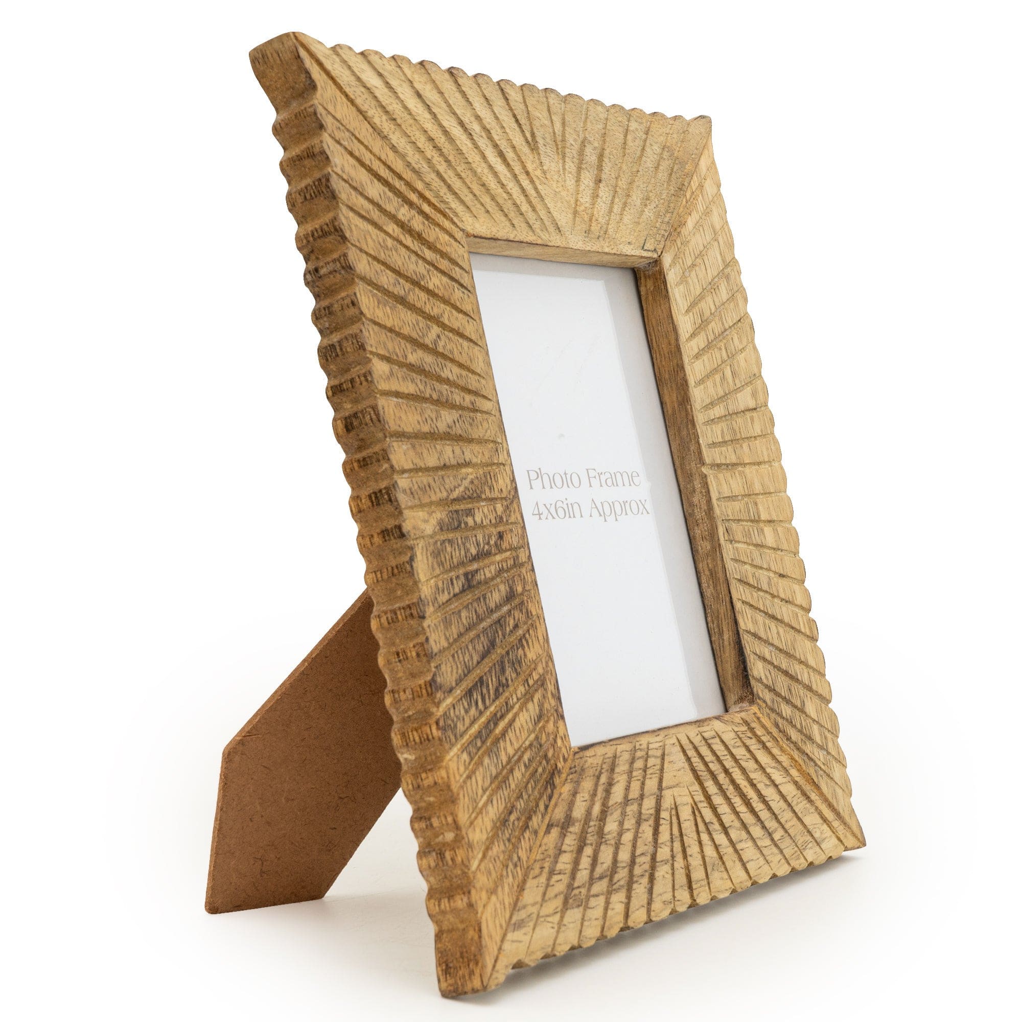 Photo Frame Mango Wood Etched Lines 4X6"
