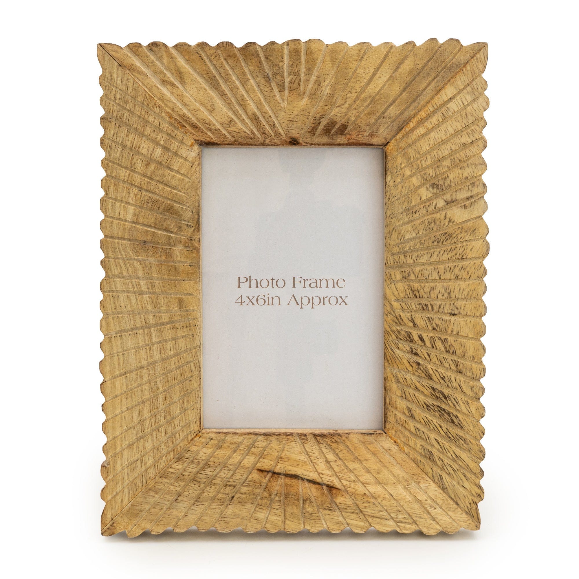 Photo Frame Mango Wood Etched Lines 4X6"