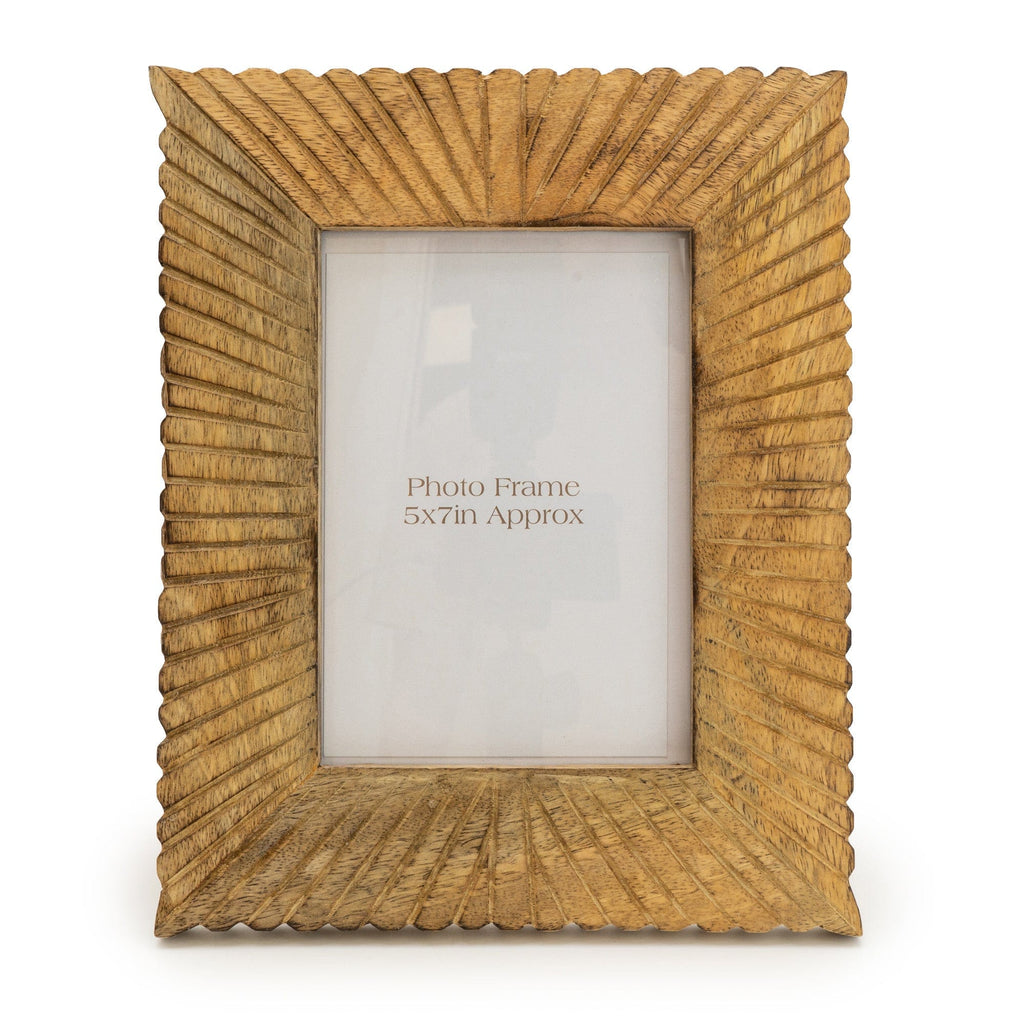 Photo Frame Mango Wood Etched Lines 5X7"