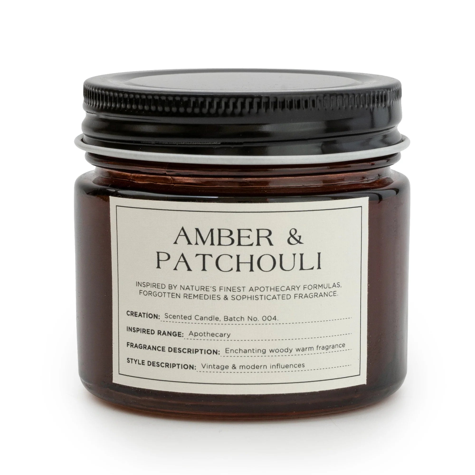 Candle Jar Metal Lid Amber and Patchouli