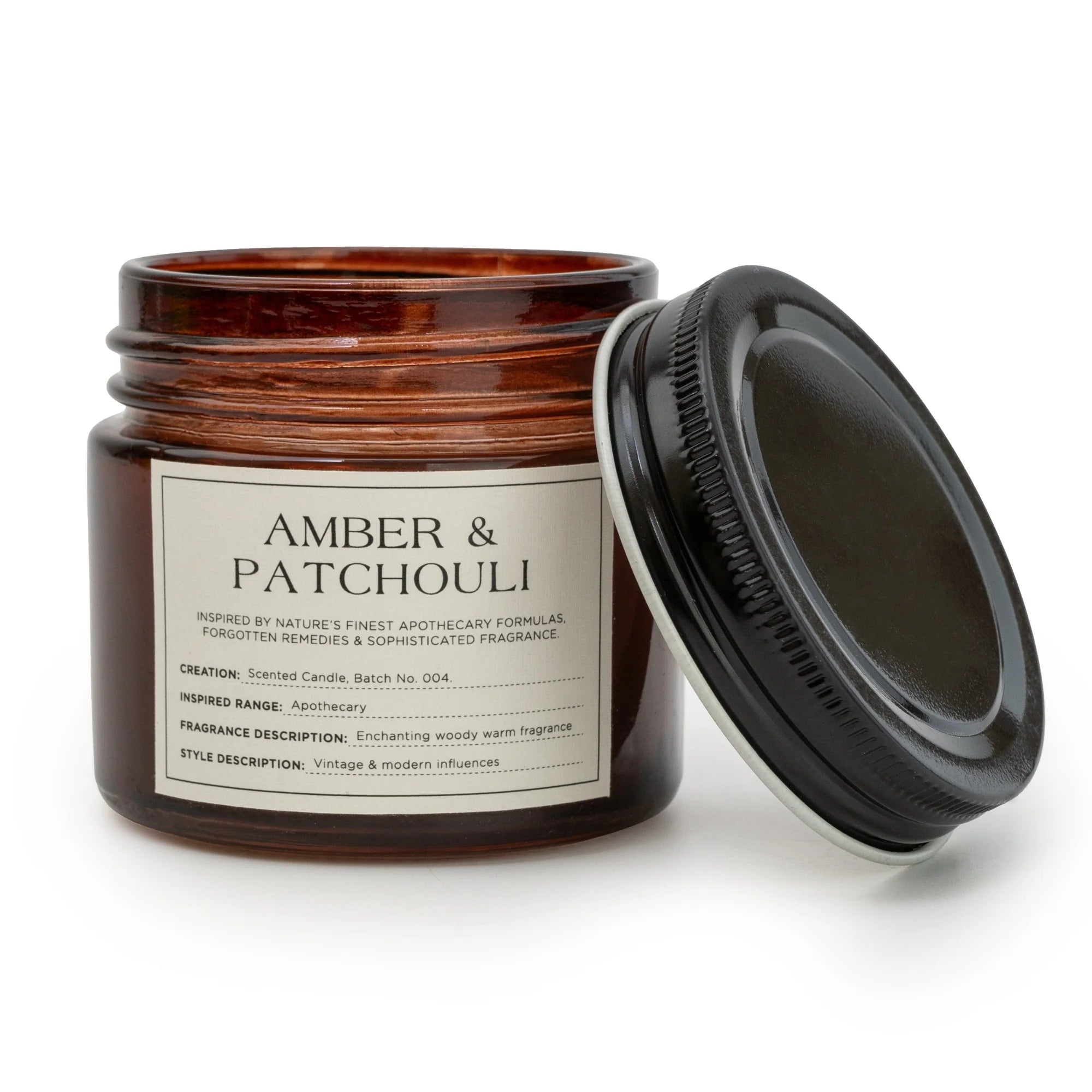 Candle Jar Metal Lid Amber and Patchouli