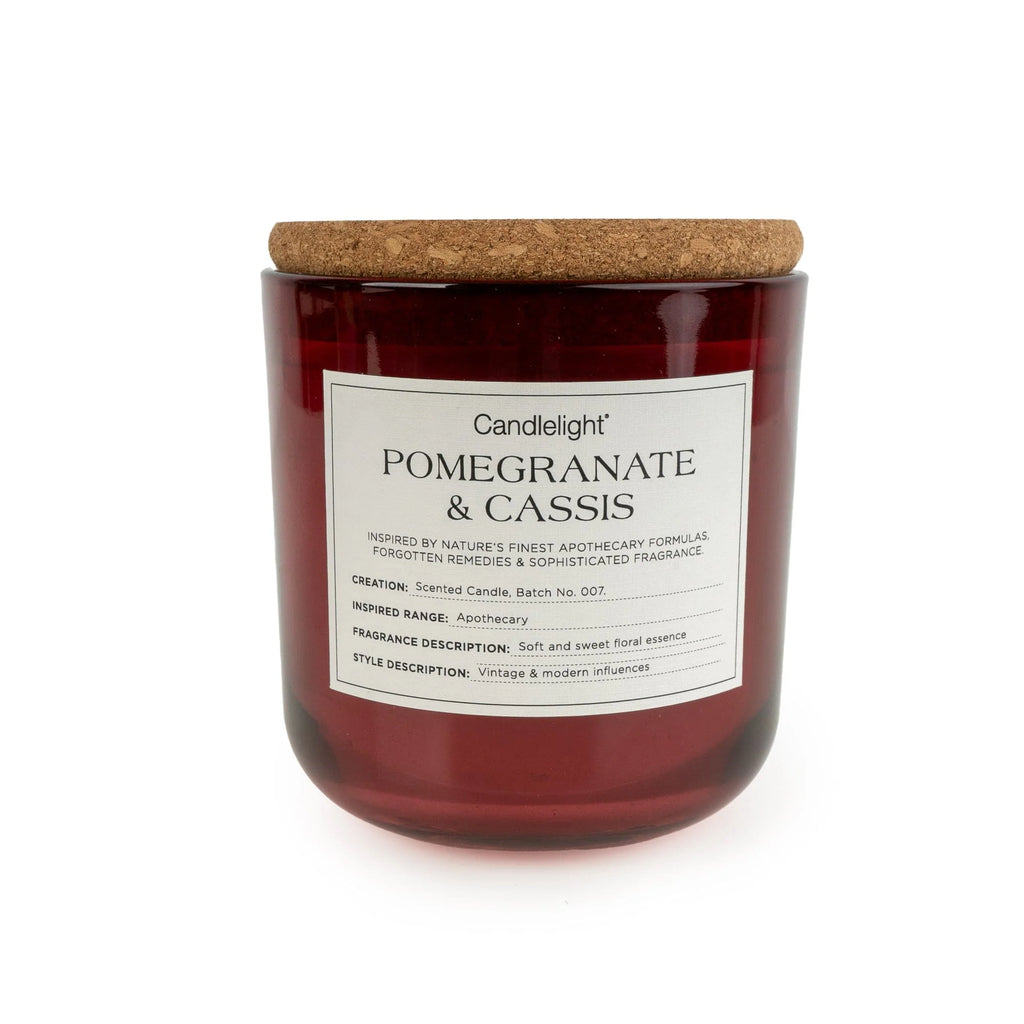 Glass Candle Jar Cork Lid Pomegrante and Cassis