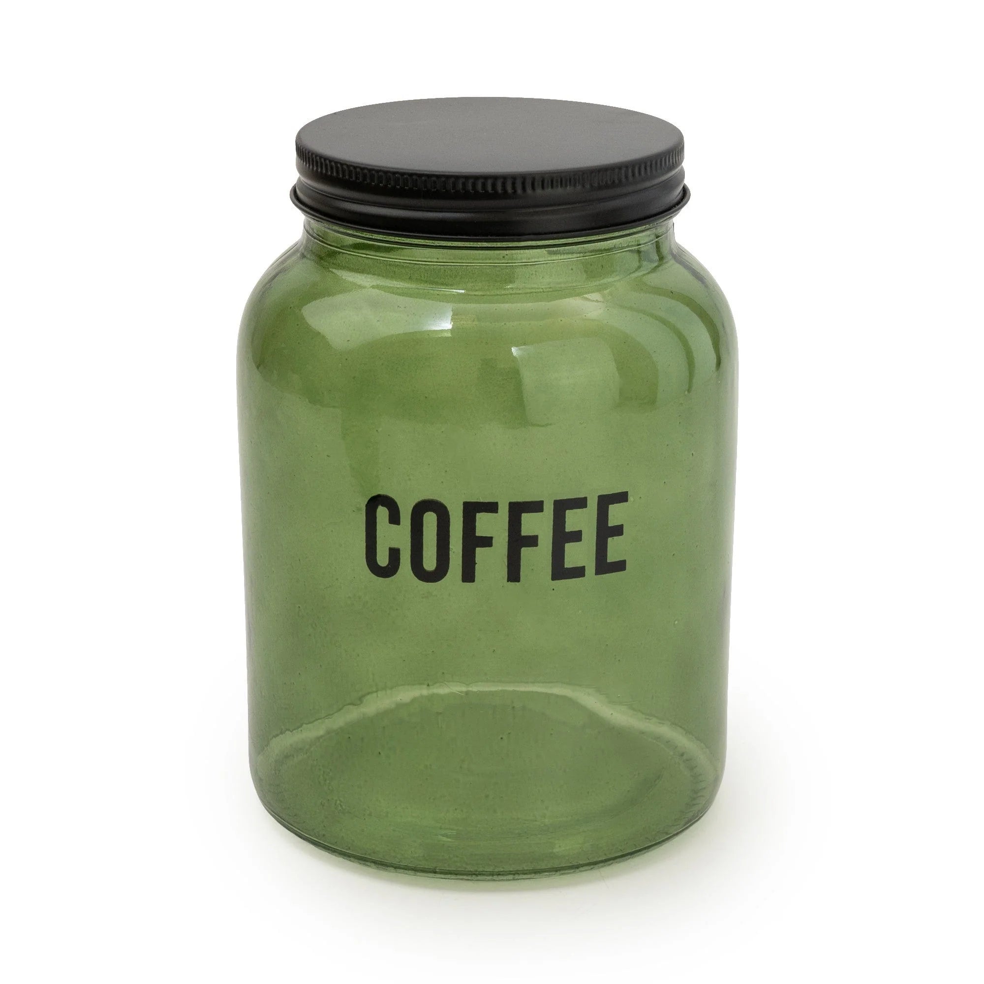 Glass Storage Jar Coffee Green & Black