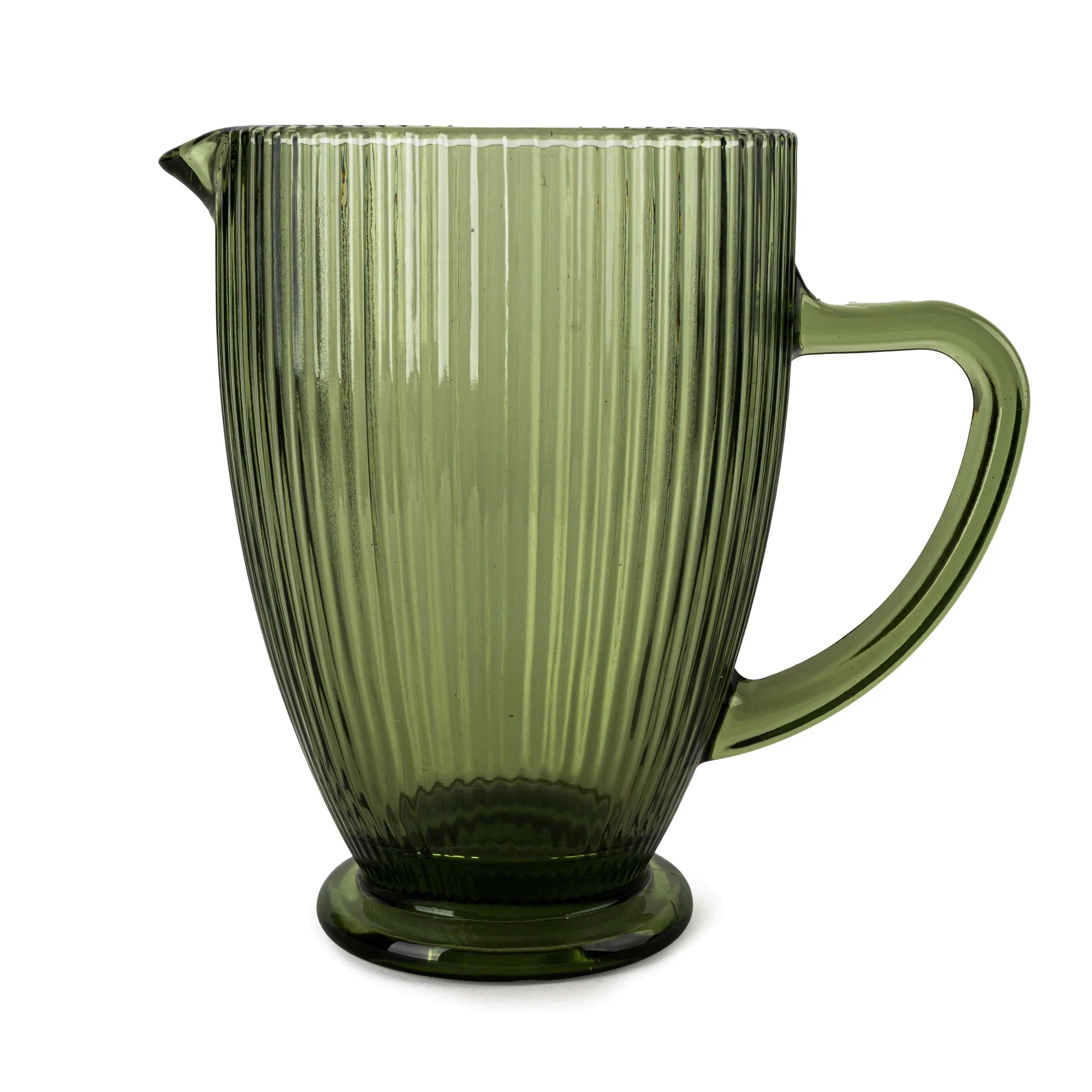 Ridged Glass Jug Green 20cm