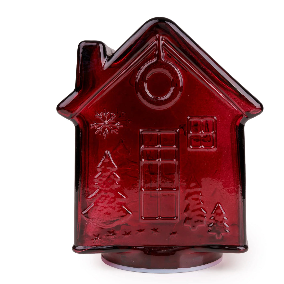 LED Gingerbread Glass House Red