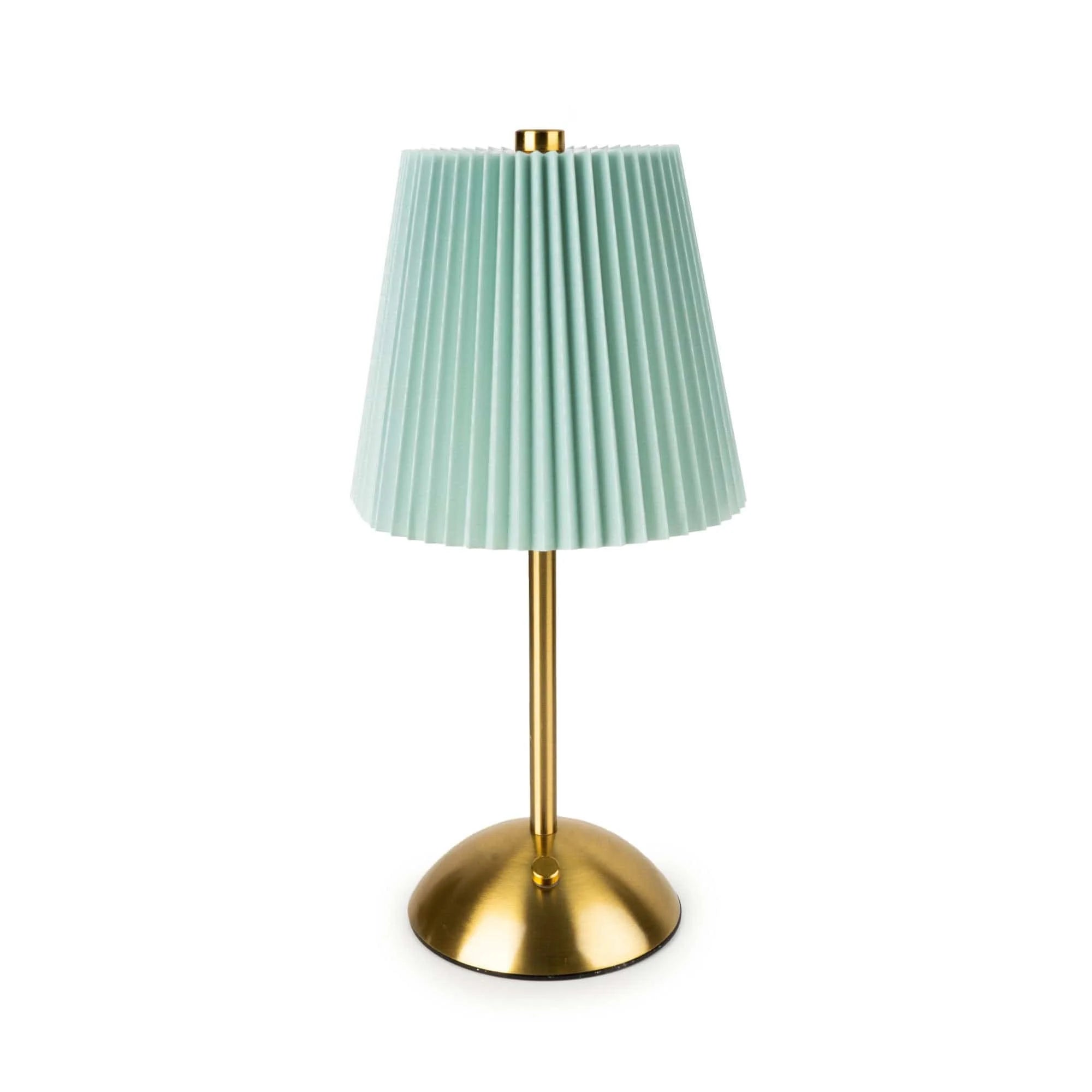 Metal LED Table Lamp With Large Pleated Green