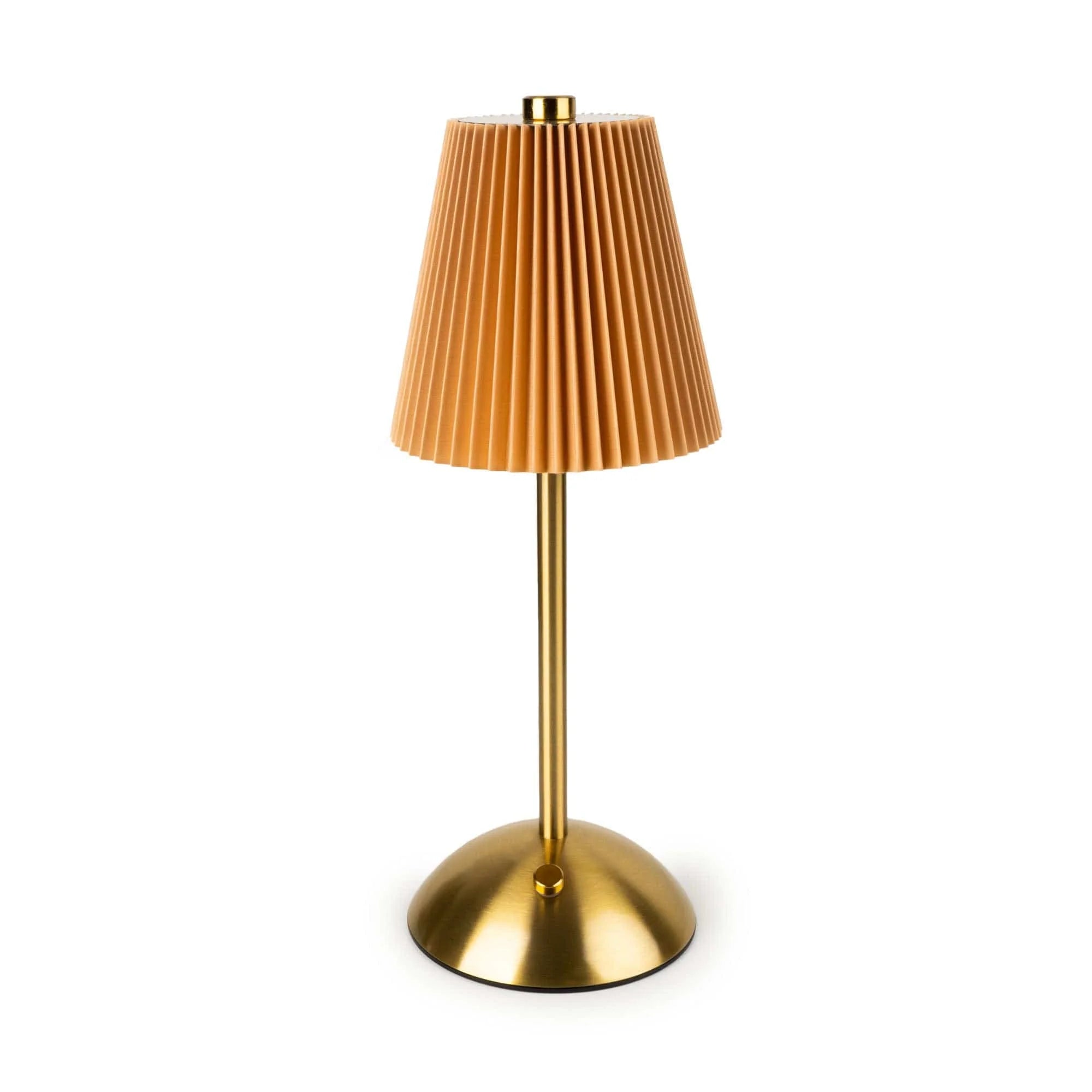Metal LED Table Lamp With Small Pleated Shade Apricot