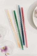 Twist Glass Straws Set of 4 colours with Cleaning Brush
