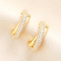 Lisa Angel Crystal Interlocking Hoop Earrings Gold