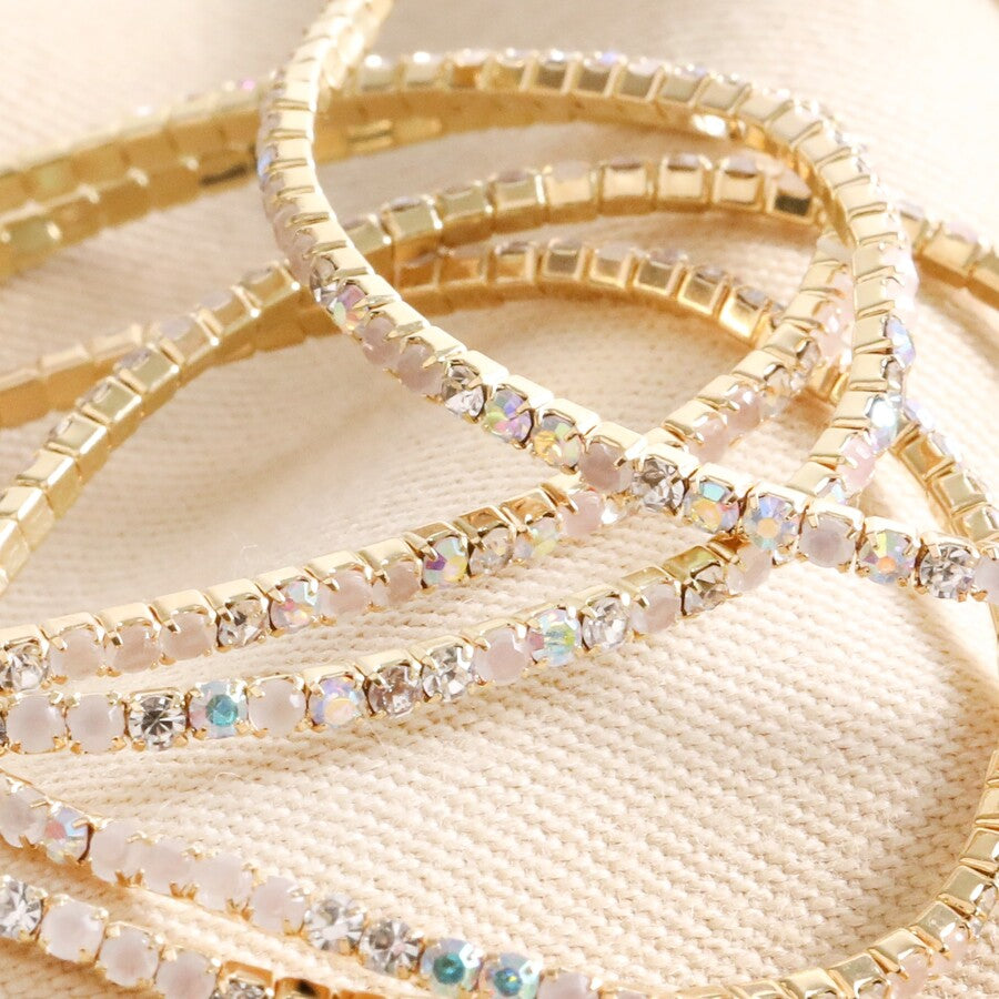 Lisa Angel Clear Crystal Tennis Bracelets in Gold Set of 5