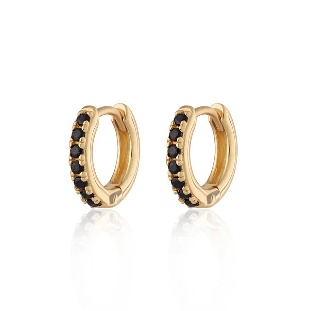 Scream Pretty Huggie Earring with Black Stones 18k Gold Plated Sterling Silver