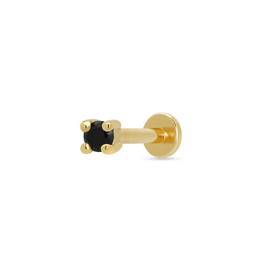 Scream Pretty Gold Black Stone Single Flat Back 18k Gold Plated Sterling Silver