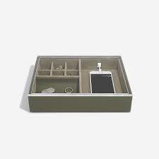 Stackers Mens Olive Classic Watch Box With Clear Display Lid
