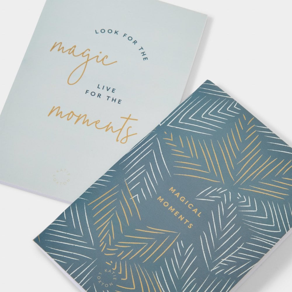 Katie Loxton Duo Notebooks Look For The Magic, Live For The Moments Duck Egg Blue
