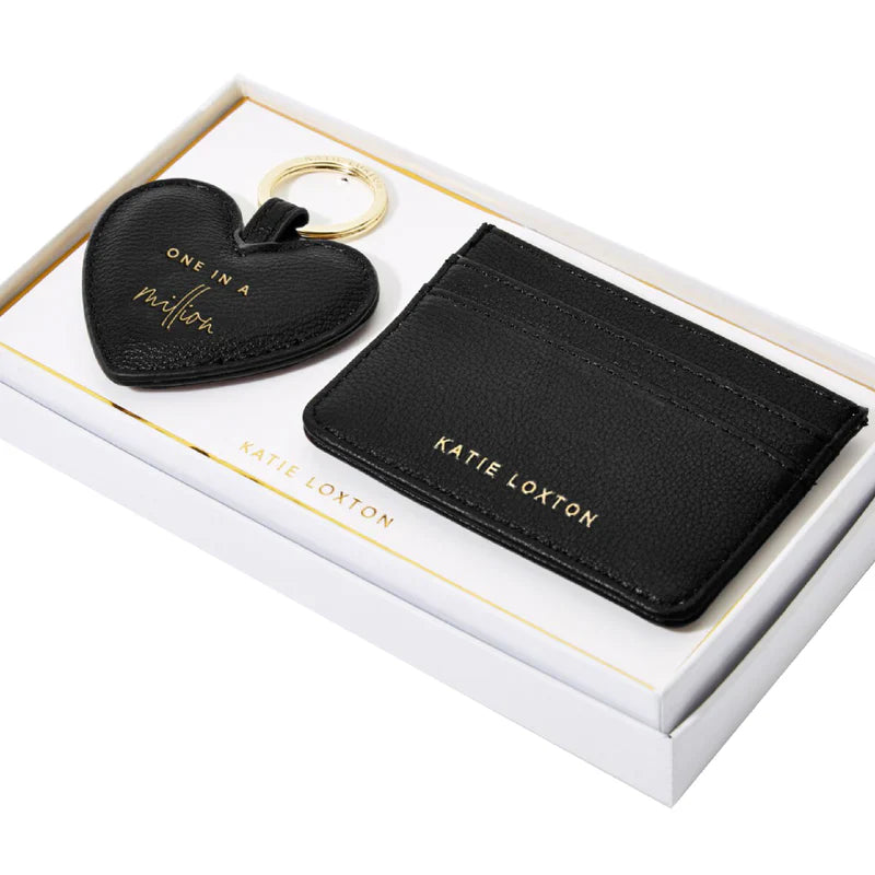 Katie Loxton Heart Keyring & Card Holder Set One In A Million Black