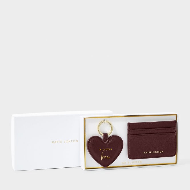 Katie Loxton Heart Keyring & Card Holder Set A Little Love Plum