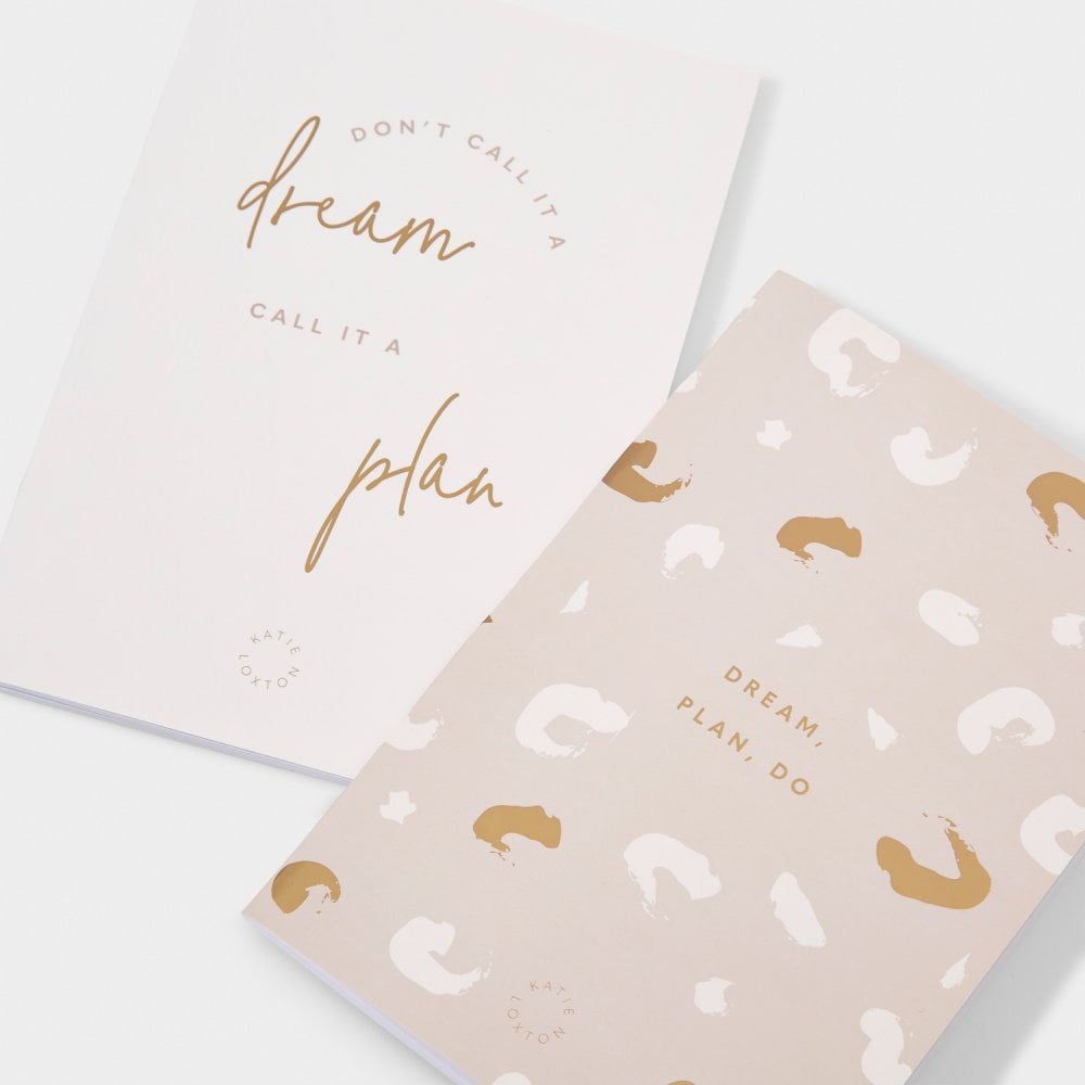 Katie Loxton Duo Notebooks Don't Call It A Dream, Call It A Plan Off White/Taupe