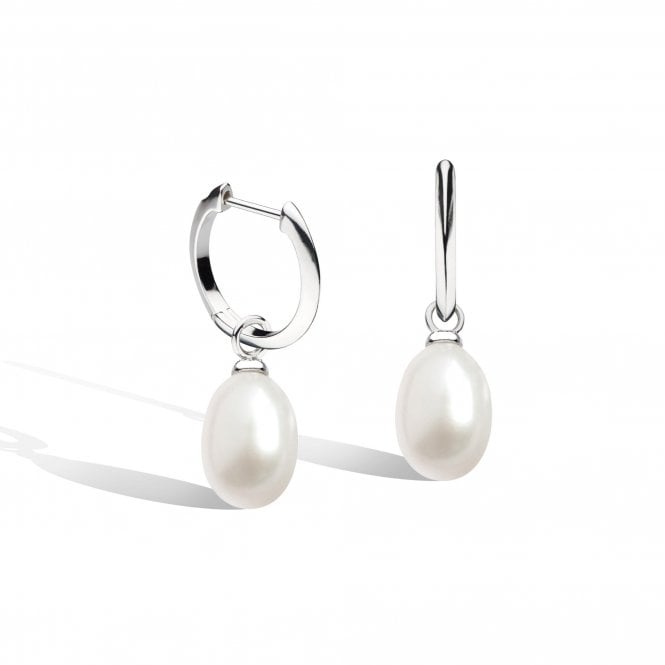 KH Revival Astoria Pearl FP RP Oval Pearl 13mm Hoop Earrings