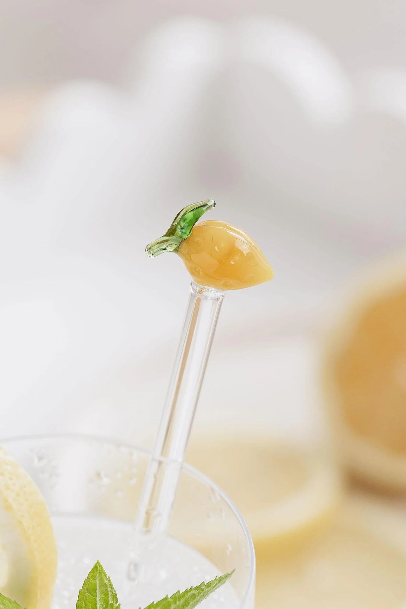 Glass Cocktail Stirrers Lemon Set of 4