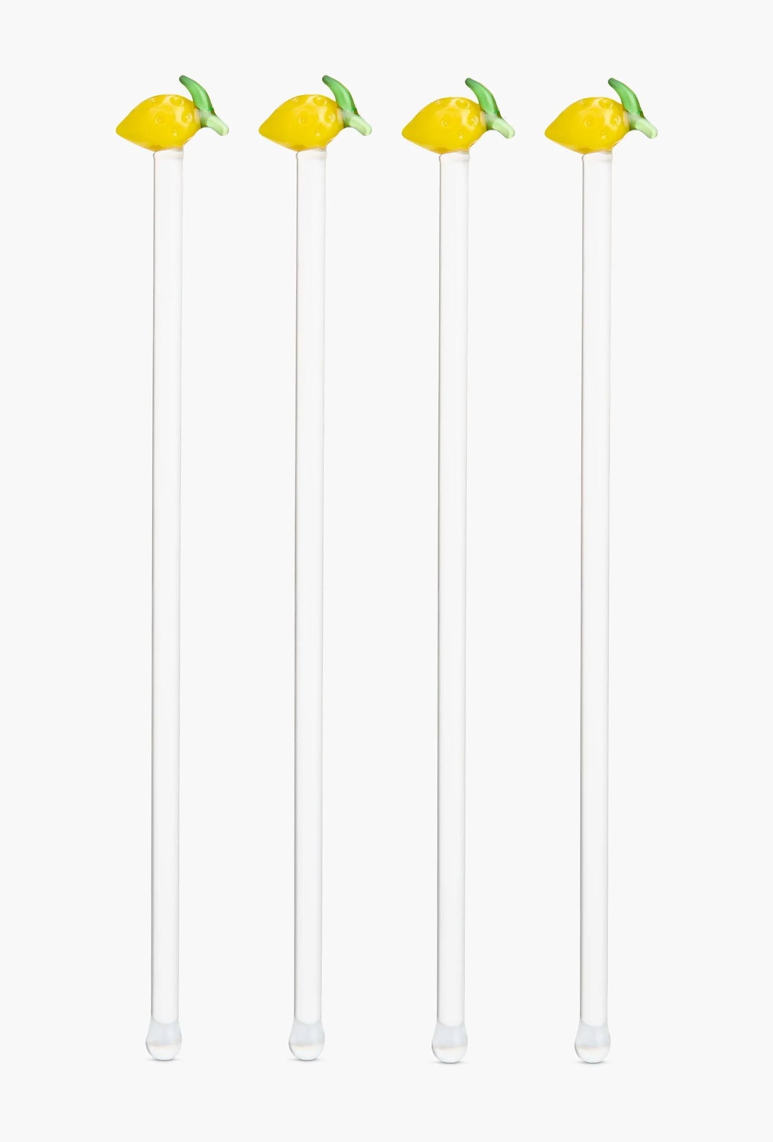 Glass Cocktail Stirrers Lemon Set of 4