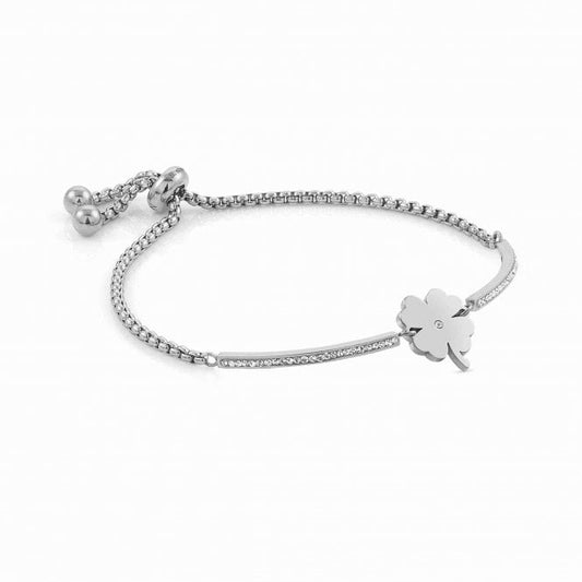 028003/006 MILLELUCI bracelet,S/steel,CZ four leaf clover