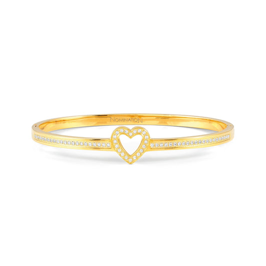 PRETTY BANGLES bracelet, steel, cz SYMBOLS SMALL SIZE Gold Heart