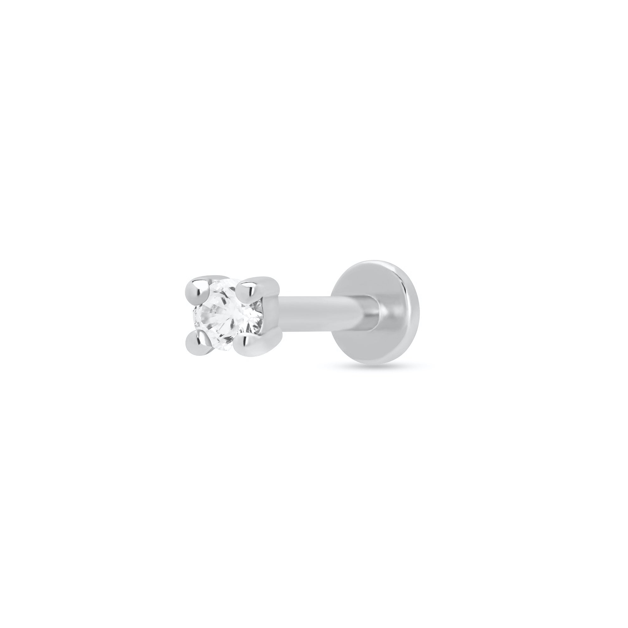 Scream Pretty Clear Stone Flat Black Single Earring Rhodium Plated Sterling silver