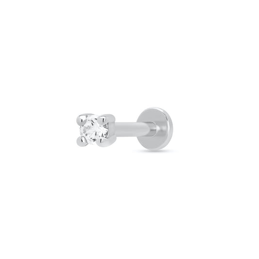 Scream Pretty Clear Stone Flat Black Single Earring Rhodium Plated Sterling silver