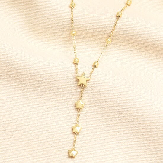 Lisa Angel Stainless Steel Star Lariat Pendant Necklace Gold