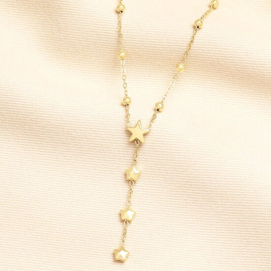 Lisa Angel Stainless Steel Star Lariat Pendant Necklace Gold