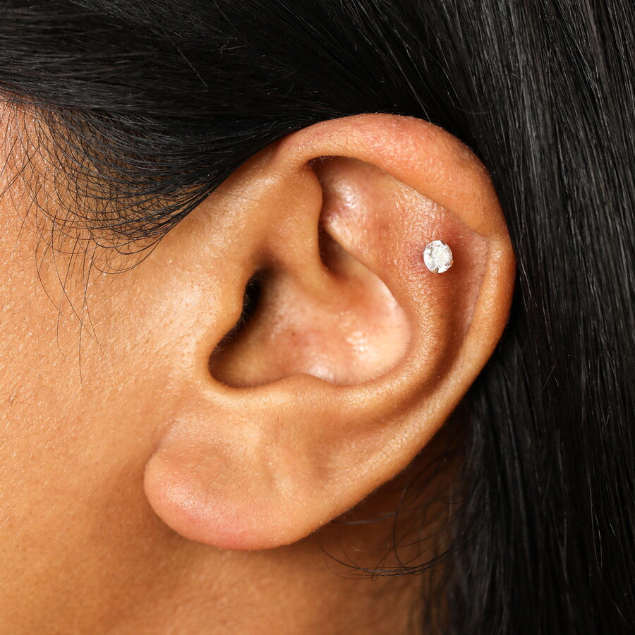 Lisa Angel Sterling Silver Diamanté Crystal Piercing Earring