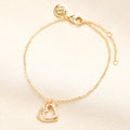 Lisa Angel Sterling Silver Interlocking Crystal Heart Charm Bracelet Gold