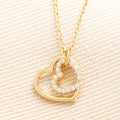 Lisa Angel Sterling Silver Interlocking Crystal Heart Pendant Necklace Gold