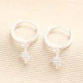Lisa Angel Tiny Star Charm Huggie Hoop Earrings Silver