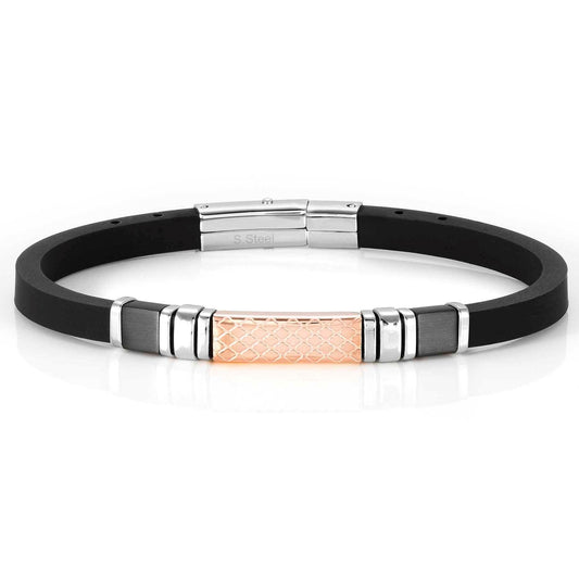 CITY bracelet, steel, rubber, PVD finish Rose Gold 028807/011