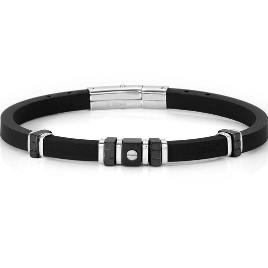 CITY bracelet, steel, rubber (RICCO), PVD finish Black 028808/015