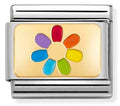 030263/20 Classic PLATES steel,enamel,yellow gold Rainbow flower