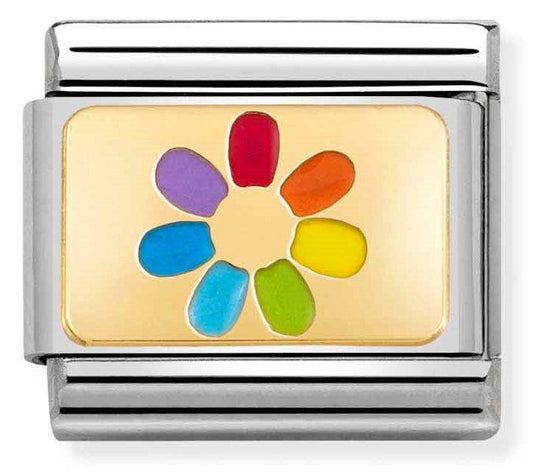 030263/20 Classic PLATES steel,enamel,yellow gold Rainbow flower