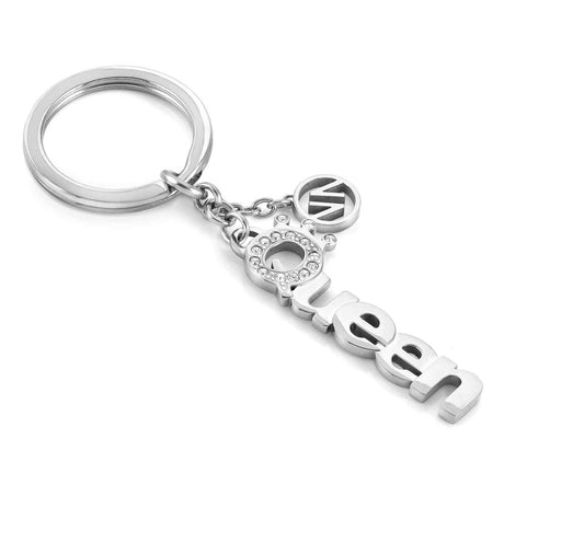 KEYRINGS key ring in steel and crystals (034_Queen)