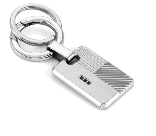 KEYRINGS key ring in steel and black spinel (005_ENGRAVED)