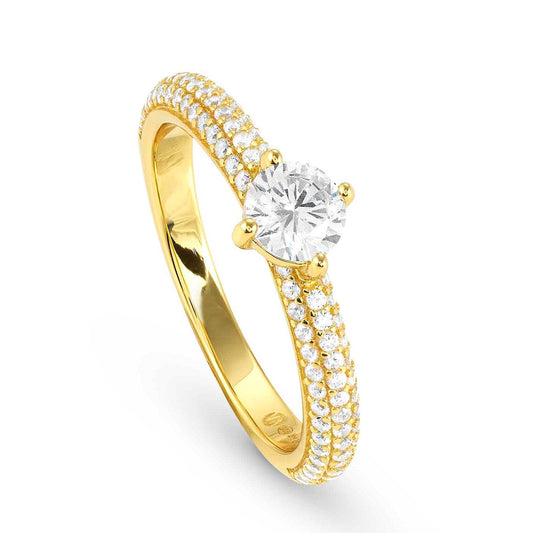 AUREA ring  925 silver, CZ YELLOW GOLD White Size 15 145707/010/006