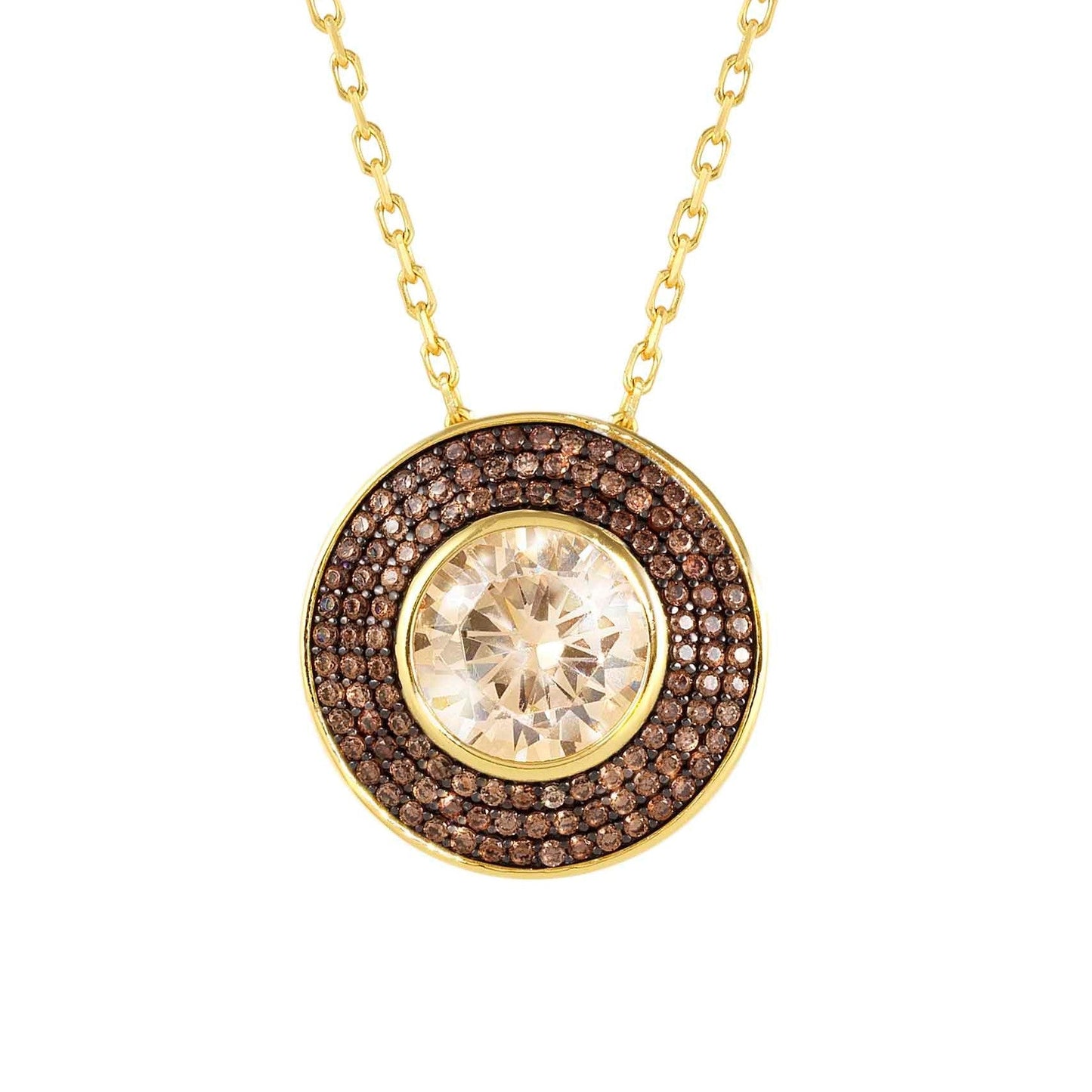 AUREA necklace 925 silver, CZ, YELLOW GOLD (LARGE) CHAMPAGNE 145711/024