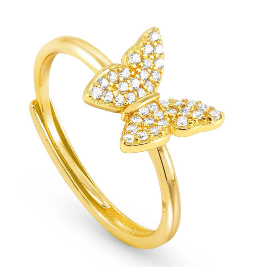 SWEETROCK ring ed. NATURE 925 Yellow Gold,CZ, Butterfly  148036/042